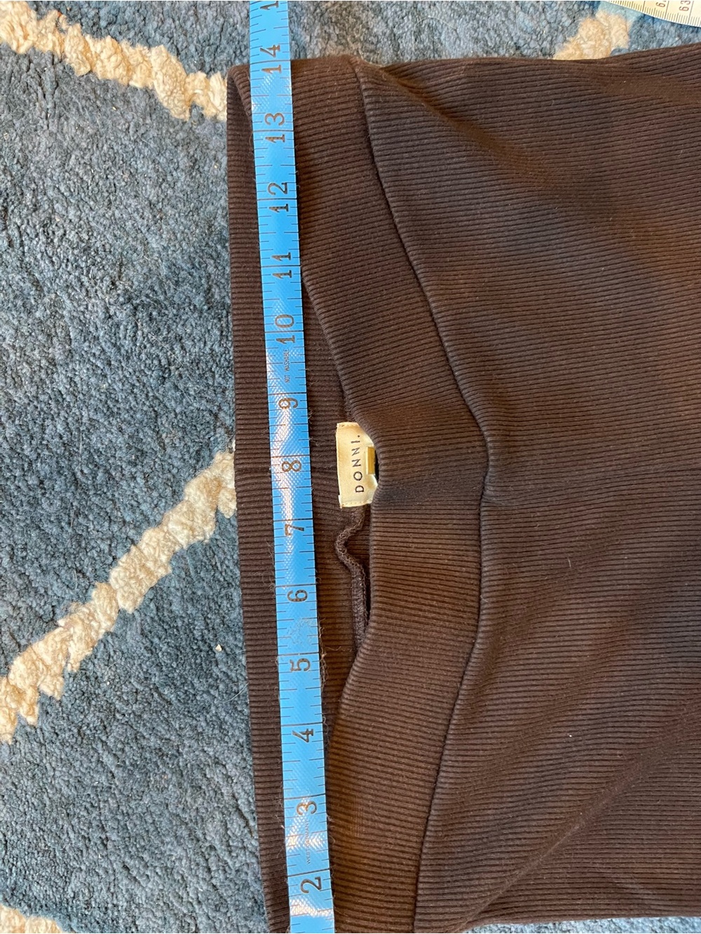 DONNI. Ribbed Boot-Cut Flare Pants — Brown - Picture 7 of 12